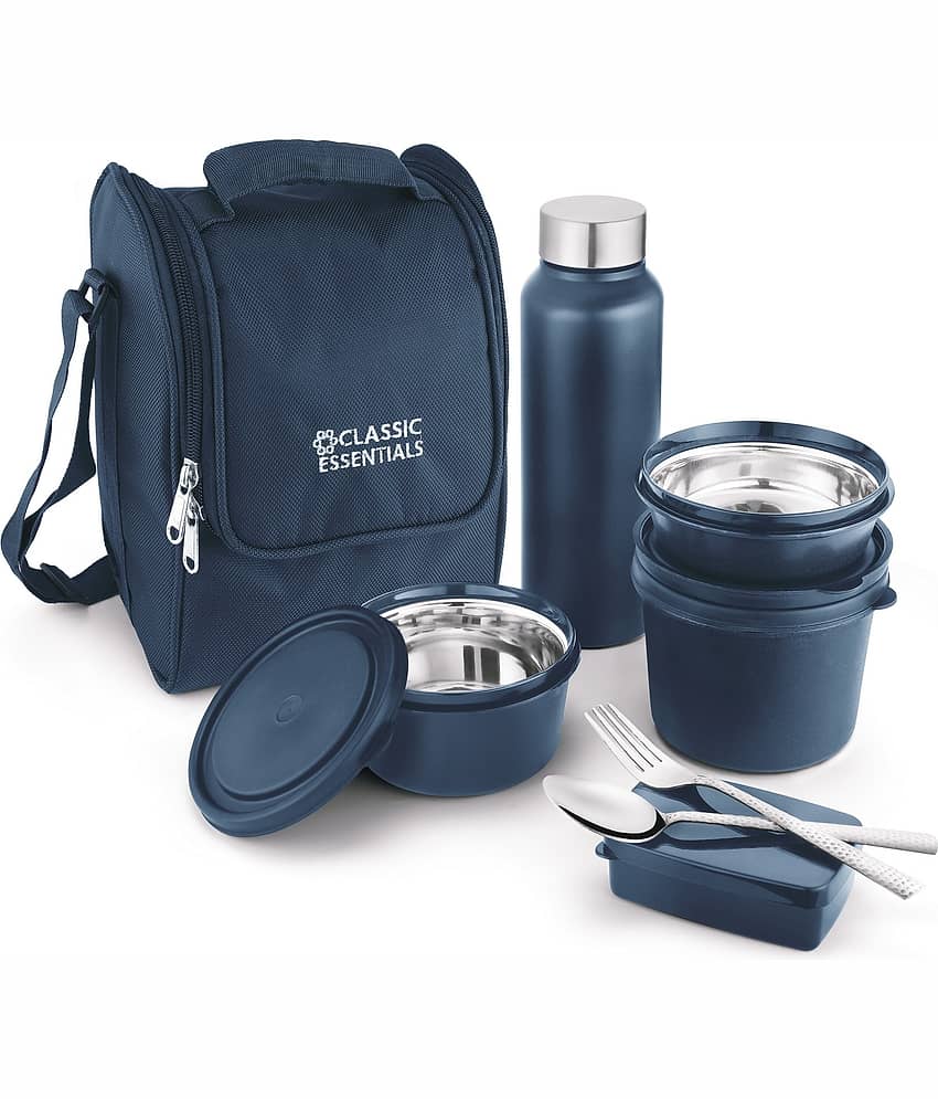 Classic Essentials Supreme lunh box with Bottle Stainless Steel Insulated Lunch Box 4 - Container ( Pack of 5 )