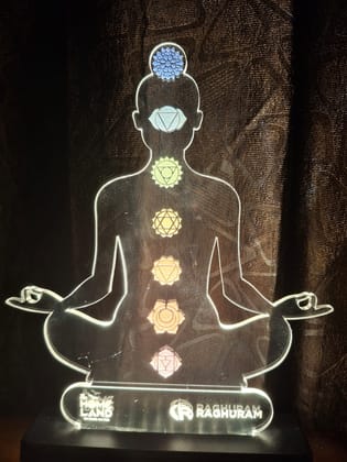 Gifting 7 CHAKRA in Acrylic engrave with UV printing with led rbg  chargeable base