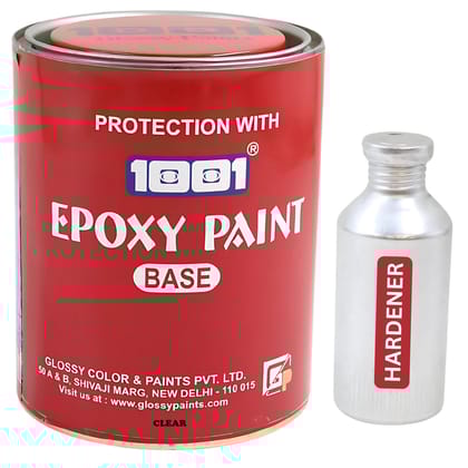 1001 EPOXY HB PAINT ST- (2 Pack)- Clear -Applications: Metal, Mild Steel Surfaces; Ratio 3:1; Superior Gloss Clear I Protective Coating Floor Coating Paint- 1 Ltr