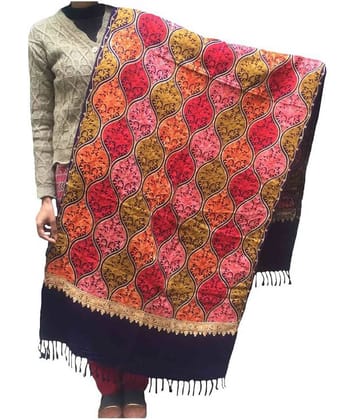 Kashmiri Stoles Navy Floral Woolen Stoles