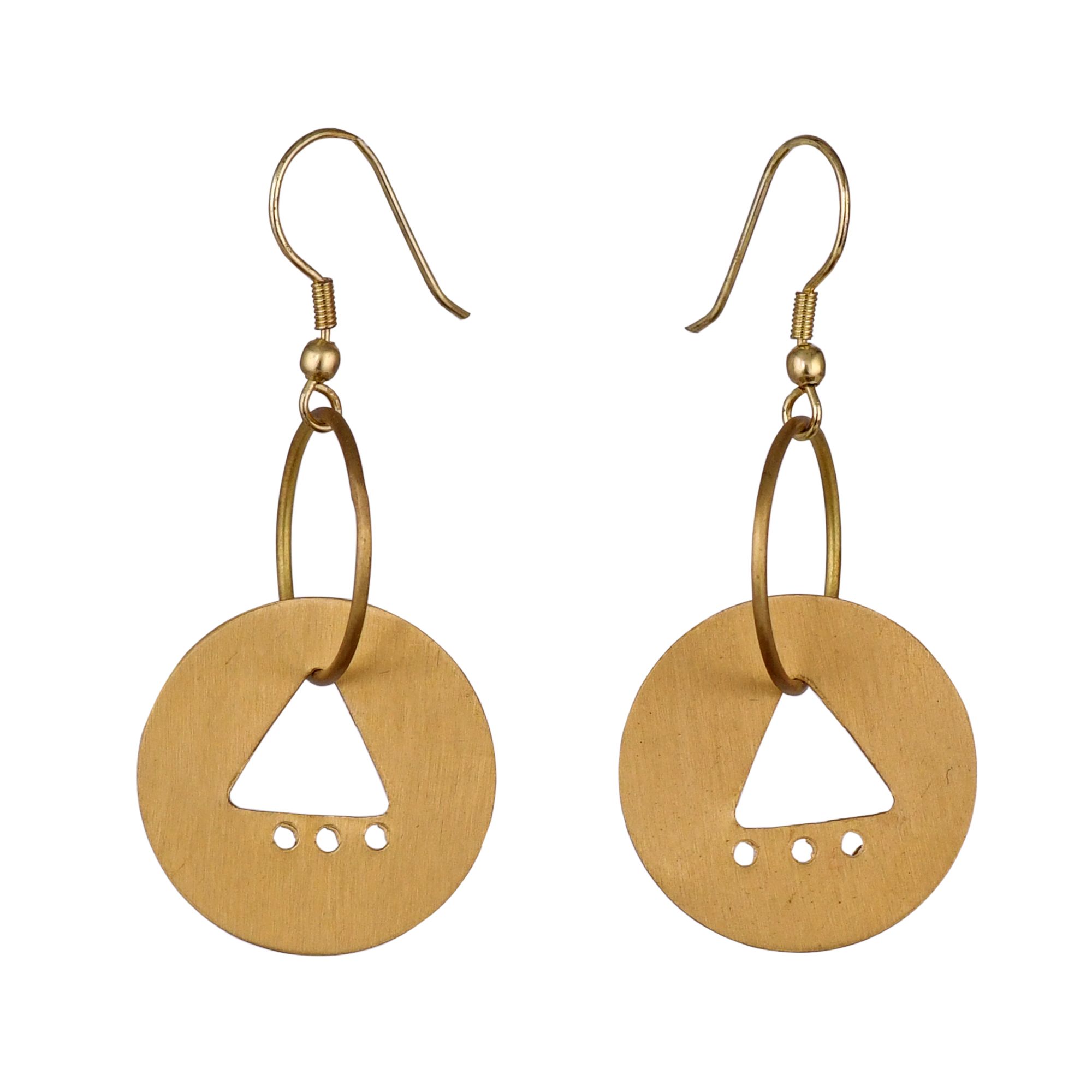 Handcrafted Brass Circles and Triangle Earring
