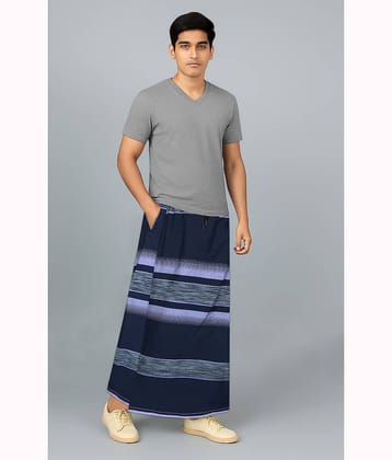 Oasis Hometex Elastic Navy Blue Cotton Blend Men's Lungi Zipper Pocket ( Pack of 1 )