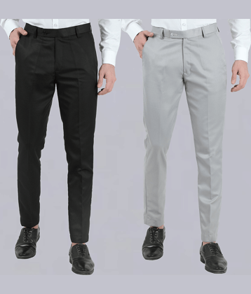 VEI SASTRE Multicolored Slim Formal Trouser ( Pack of 2 )