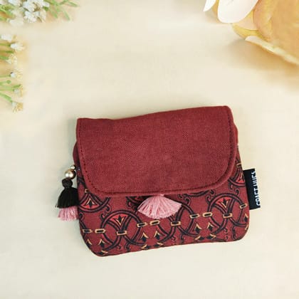 MINI FLAP WALLET- MAROON KNOT