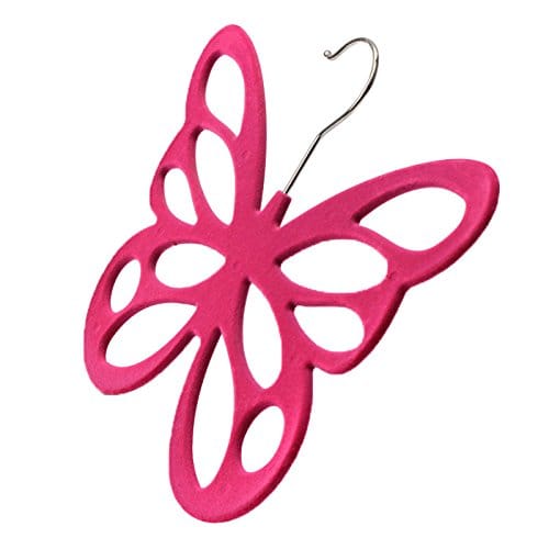 CONNECTWIDE� Flocking Butterfly Type Hanger Flocking Plastic Scarves Hangers for Tie, Scarf holders butterfly design with velvet flocculation, Non-Slip Flocked Scarf Tie Belt Clothes Wardrobe Holder Hook Hanger 12 openings, 29 x 23.5 cm. ( Pink)