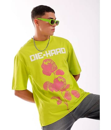 The Indian Garage Co. Cotton Relaxed Fit Printed Half Sleeves Men's Round T-Shirt - Green ( Pack of 1 )