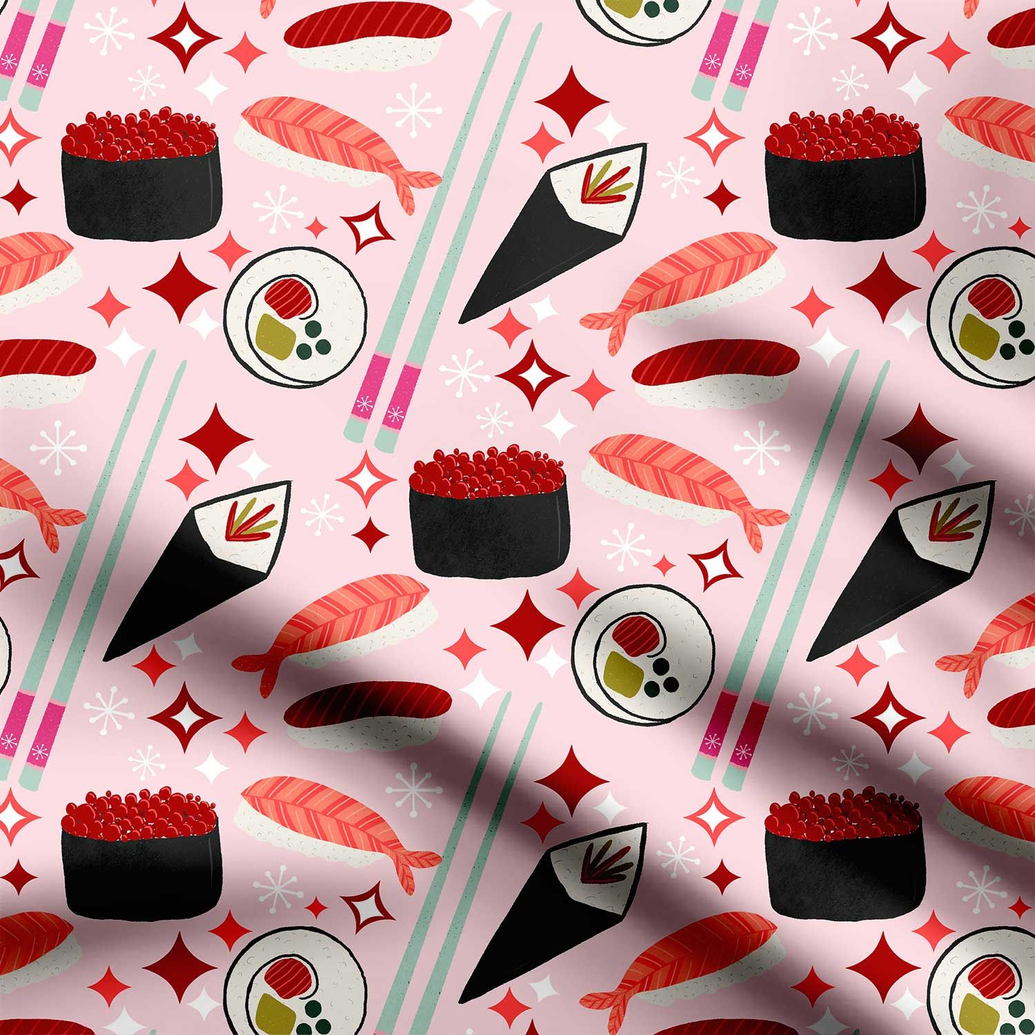 Sushi party Print Fabric-Pashmina
