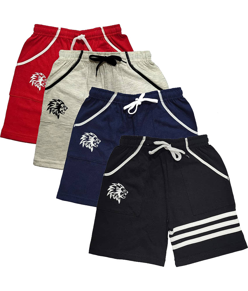 atlans Pack of 4 Cotton Blend Shorts For Boys ( Multi Color )