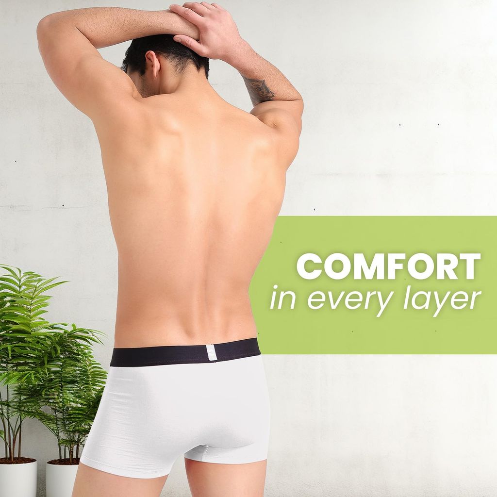 Freecultr Men's Underwear Organic Cotton (Ultrasoft Waistband) Premium Snug-Fit Trunk Pack of 1-White