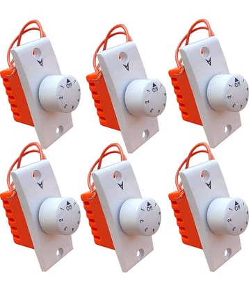 HIRU SWITCH 7 STEP - 6 PCS CHROME FAN REGULATOR for Home & Office Step-Type Button Regulator