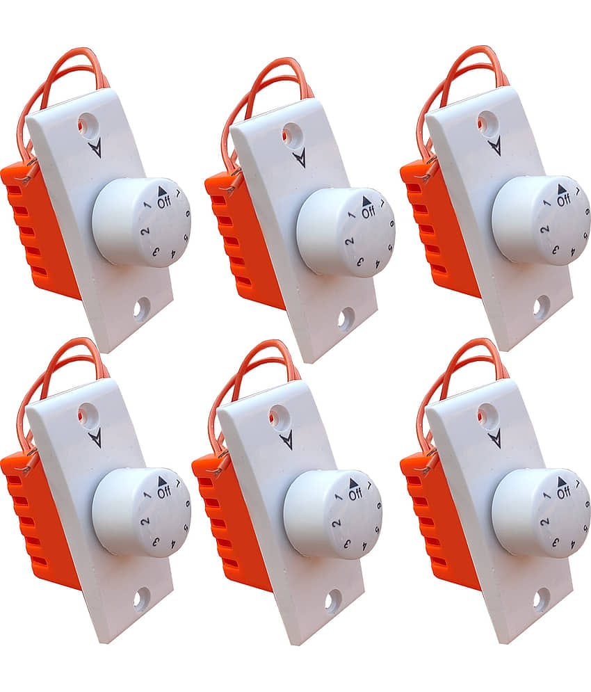 HIRU SWITCH 7 STEP - 6 PCS CHROME FAN REGULATOR for Home & Office Step-Type Button Regulator