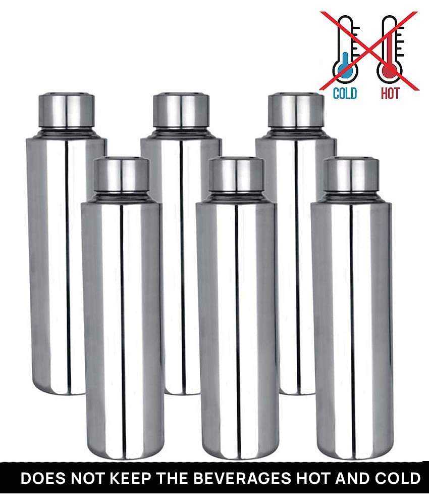 AKG Stainless Steel Silver 900 mL Steel Water Bottle set of 6