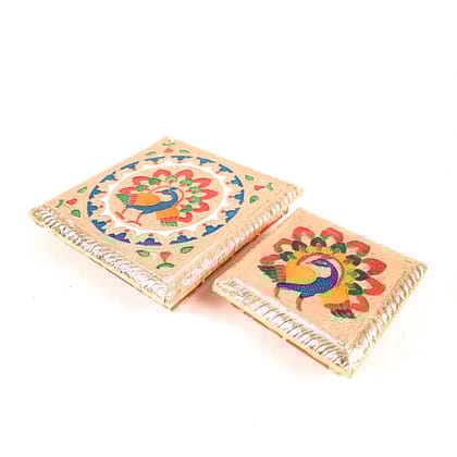 Pooja Chowki Bajot | Wooden Chowki Set - For Diwali Pooja, Festivals & Home Décor - 4, 6 Inch (Pack of 2)-Design 2
