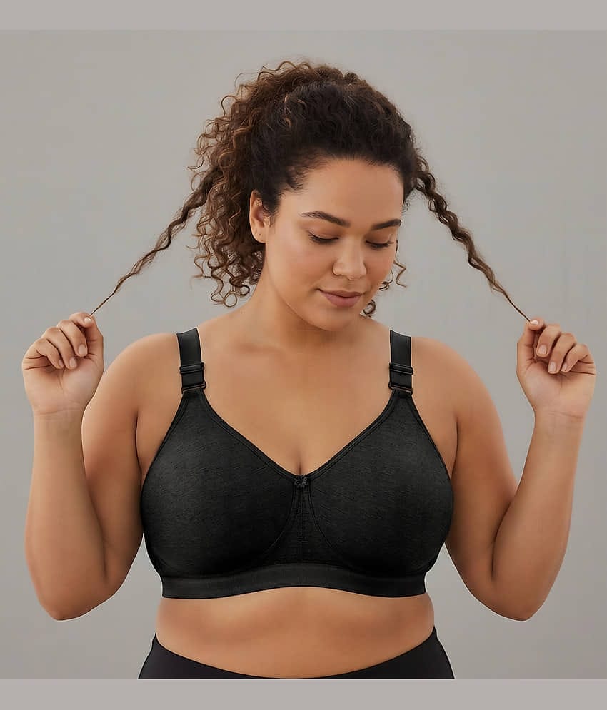 Elina Pack of 1 Cotton Non Padded Minimizer Bra For Women ( Black )