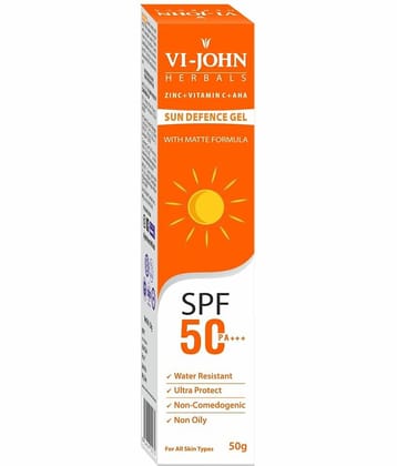 VI-JOHN Sunscreen SPF 50 PA+++ Matte Gel , AHA & Zinc For UVA/UVB Protection, Non Greasy 50 g