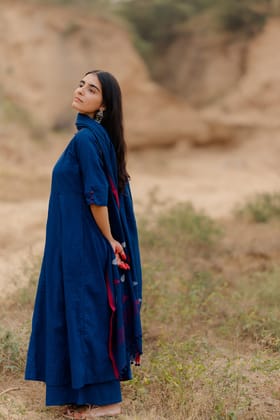 Egyptian blue Kalidaar Kurta Set-S