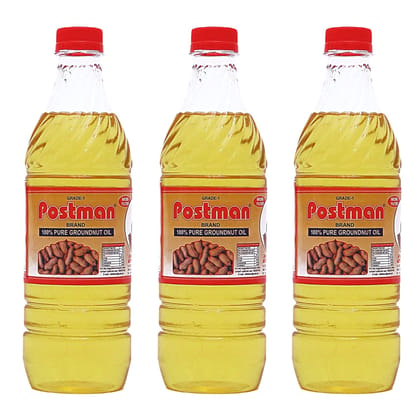 POSTMAN Cold Pressed Filtered Groundnut Oil (500 ml x 3) Pack (Singdana Tel) | Double Filtered