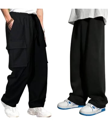 attitude start of fashion Black Lycra Men's Joggers ( Pack of 2 )