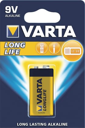 Varta Longlife 9 V Size Alkaline Battery (4 Cells)