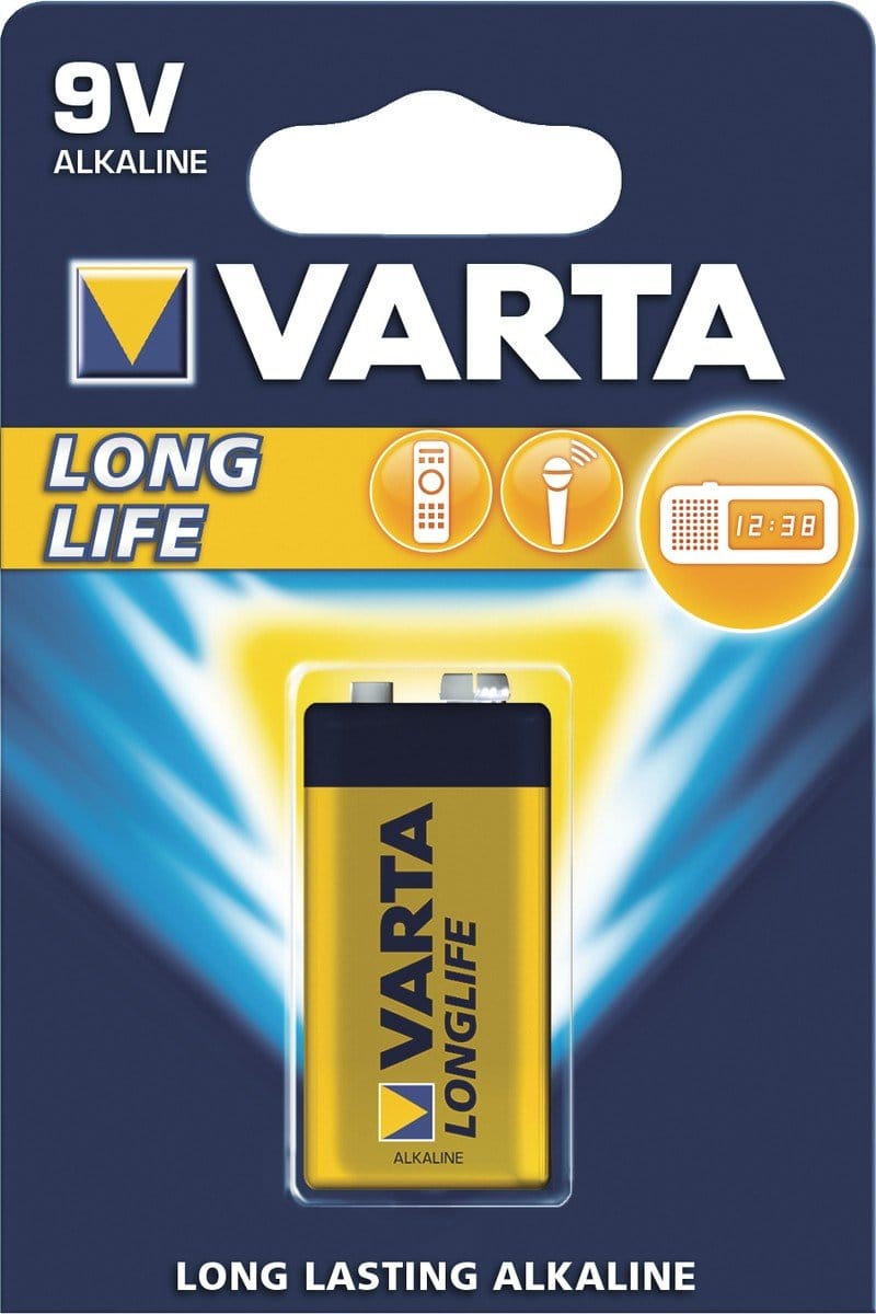 Varta Longlife 9 V Size Alkaline Battery (4 Cells)