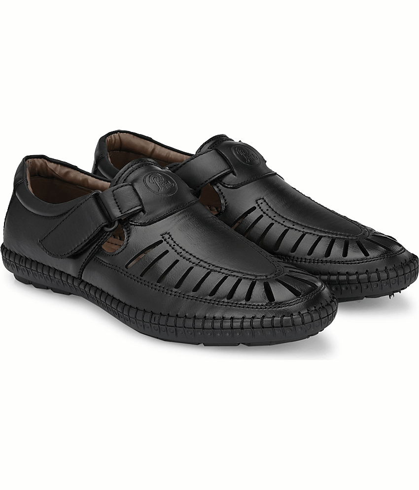 K' Footlance Black Synthetic Leather Sandals