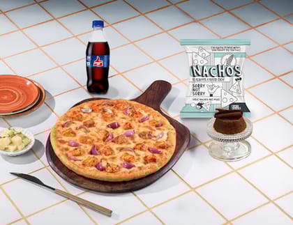Tandoori Paneer Pizza [Big 10"]+ Chocolava+ Nachos+ Thums Up