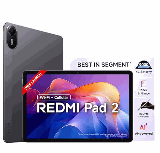 REDMI Pad 2 6 GB RAM 128 GB ROM 11.0 inch with Wi-Fi+4G Gaming Tablet (Graphite Grey)