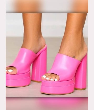 Shoetopia - Pink Women's Slip On Heels
