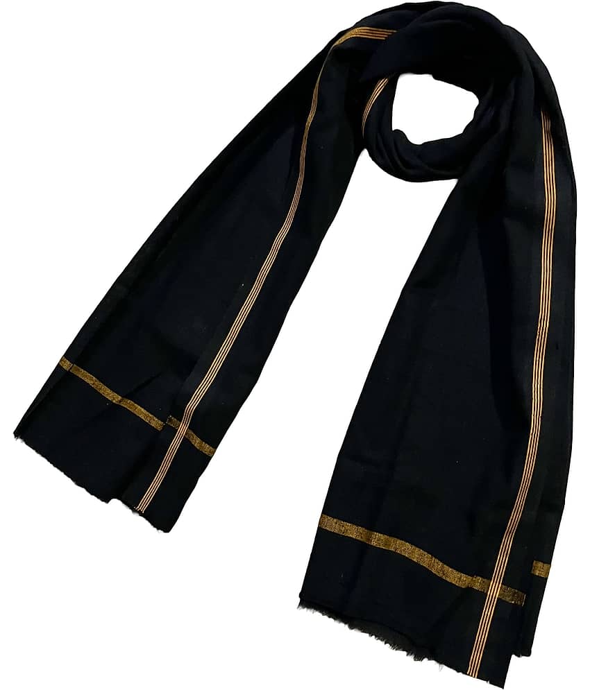 Mk weaves Pack of 1 Cotton Below 300 -GSM Bath Towel & Scarves ( Black )
