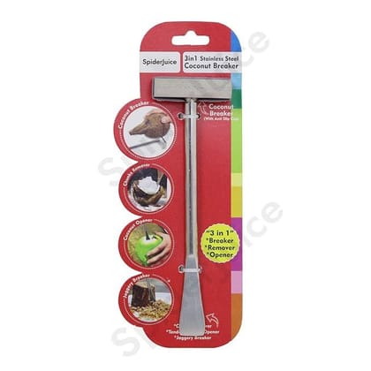 3-in-1 Stainless Steel Coconut Breaker Tool – Opener, Flesh Remover & Jaggery Breaker