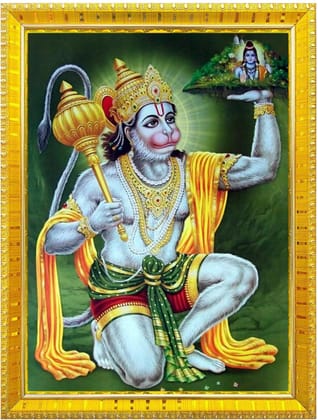 NOKKES Hanuman Bajrangbali Hanumanji Maruti Golden 5X7 Inch Photo Frame_AQW54