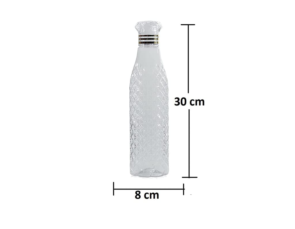 Summer Fridge Water Bottles, 1000 ml, Set of 6, Clear Plastic
