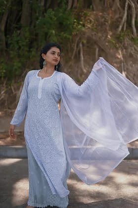 Viscose Plazzo Set - Grey Blue-Grey Blue / Viscose / S
