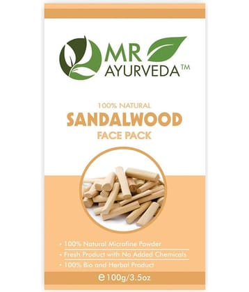 MR Ayurveda Sandalwood Powder for Skin Whitening Face Pack Masks 100 gm