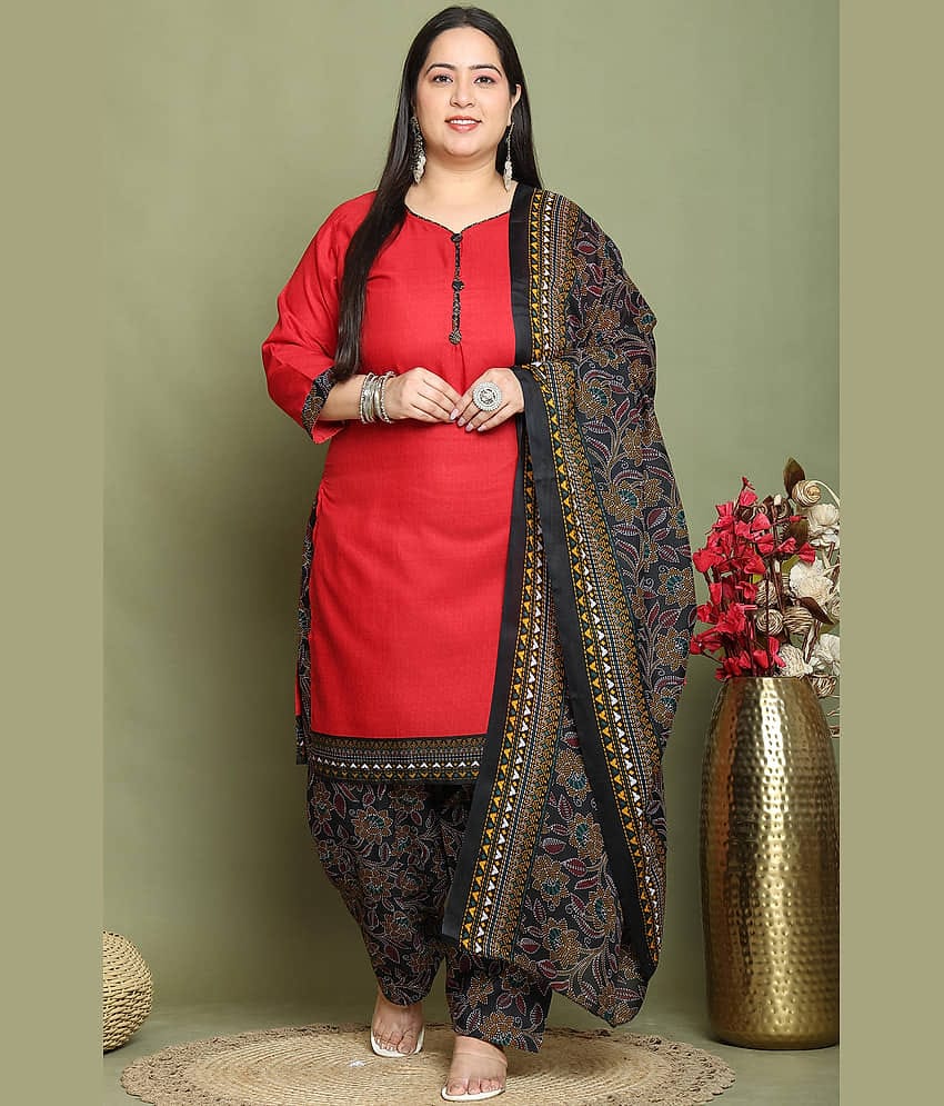 wonder weave Women Cotton Blend Printed Straight Kurti With Patiala Salwar ( Maroon )