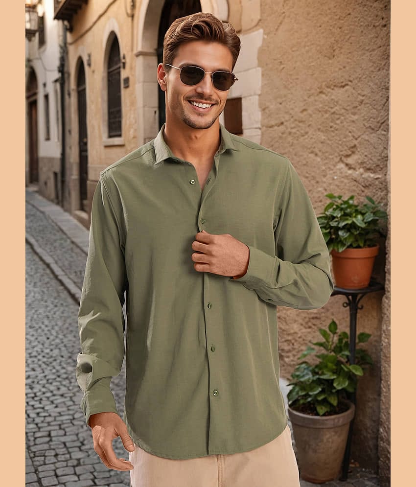 Bene Kleed Polyester Regular Fit Solids Full Sleeves Men's Casual Shirt - Green ( Pack of 1 )