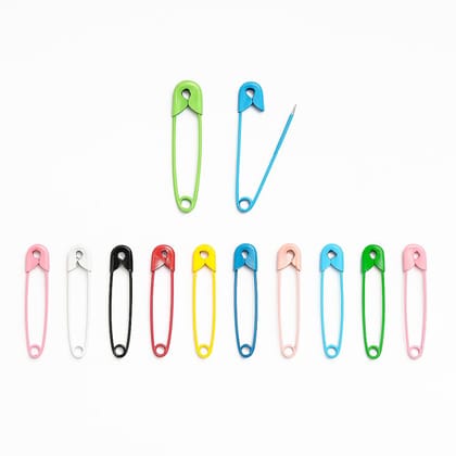 Colour Safety Pins for Women � 24 Pieces � 35 mm Long � Painted Multicolour Stainless Steel � Saree & Dupatta Fastening Pins � Craft Accessories � for Everyday & Creative Needs