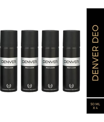Denver Black Code Nano Deodorant Spray for Men 50 ml each ( Pack of 4 )