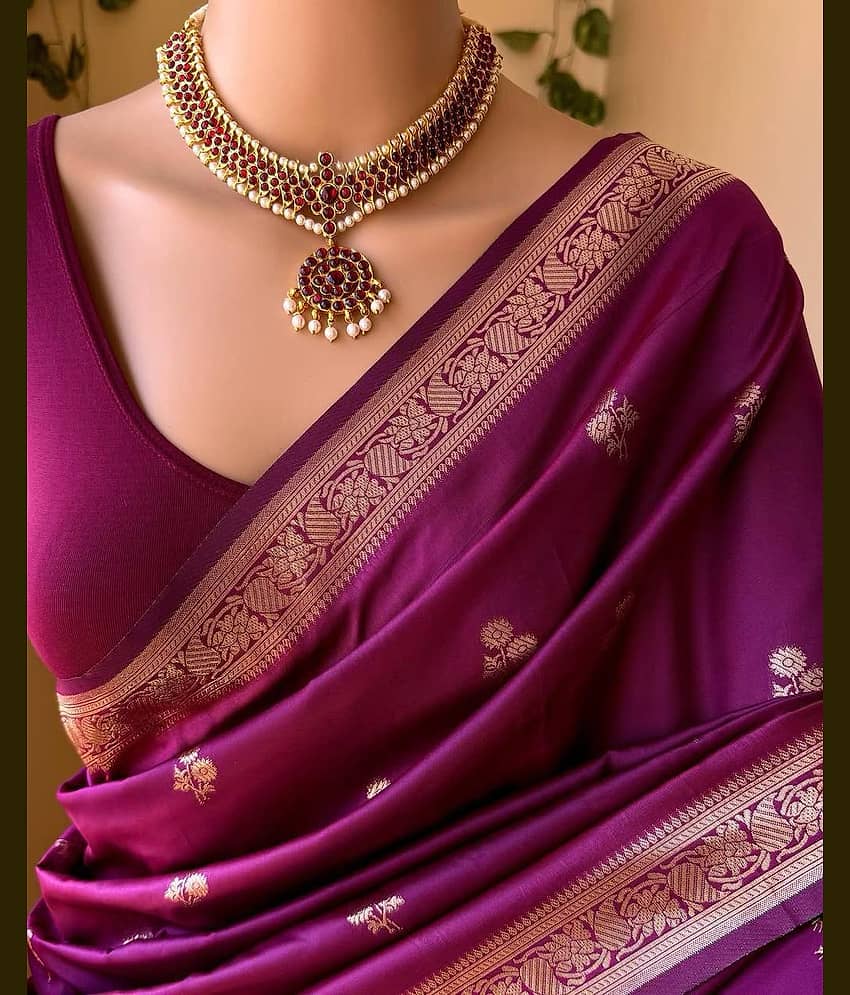 fab woven Art Silk Woven Kanjeevaram Sarees With Unstitched Blouse Piece ( Wine )