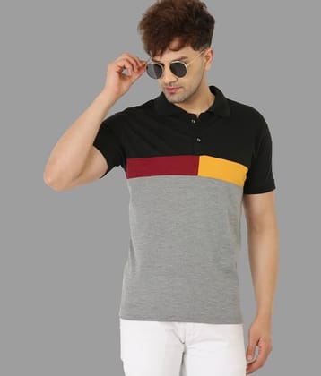 Leotude Pack of 1 Cotton Blend Regular Fit Colorblock Half Sleeves Men's Polo T Shirt ( Black )