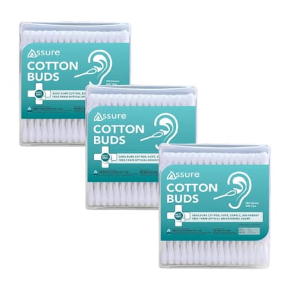 Assure Cotton Buds, 100 Sticks - Pack of 3