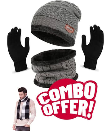 Paryag Pack of 1 Woollen Men's Cap ( Grey )