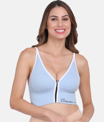 AMOUR SECRET Pack of 1 Nylon Lightly Padded Sports Bra For Women ( Light Blue )