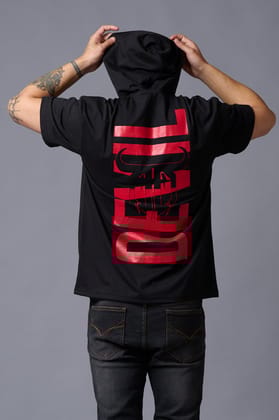 Red Devil Printed Hooded Oversized T-Shirt for Men S