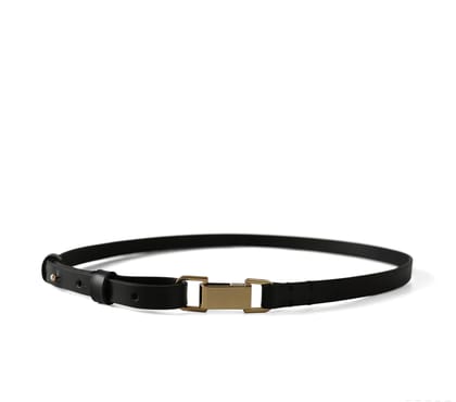 SADDLE BUCKLE BELT-BLACK / 32 Inches