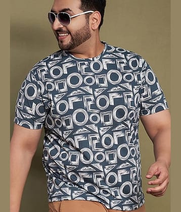 AUSTIVO Men Cotton Blend Regular Fit Printed T-Shirt ( Blue )