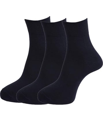 Dollar Socks - Cotton Men's Solid Black Mid Length Socks ( Pack of 3 )
