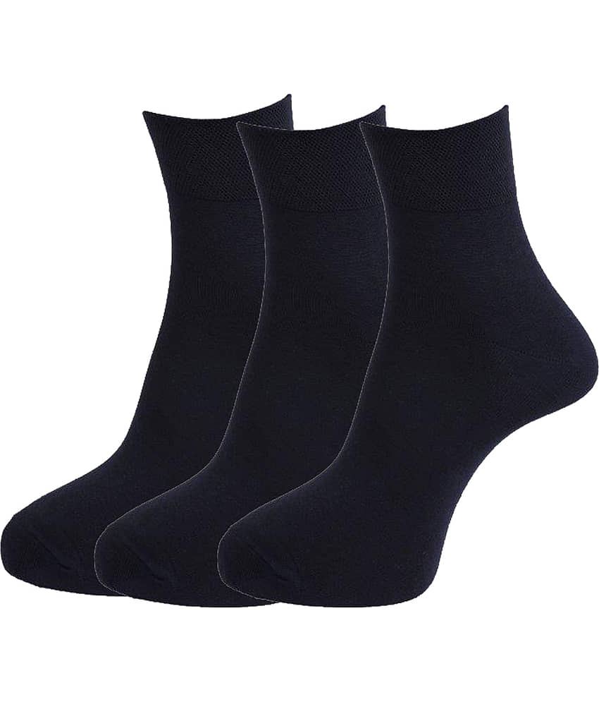 Dollar Socks - Cotton Men's Solid Black Mid Length Socks ( Pack of 3 )