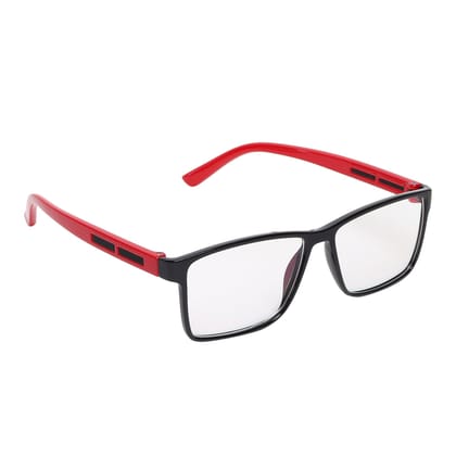 Dervin Clear Lens Rectangular Spectacle Frame for Men and Women (Medium)-Red-Black