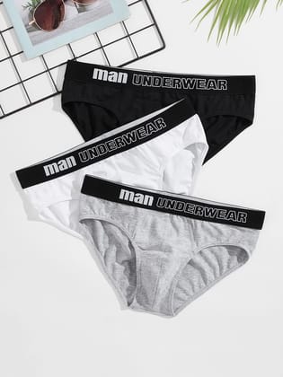 Premium Imported Underwear - Men Pack Of 3Briefs-XL / Black+Grey+White